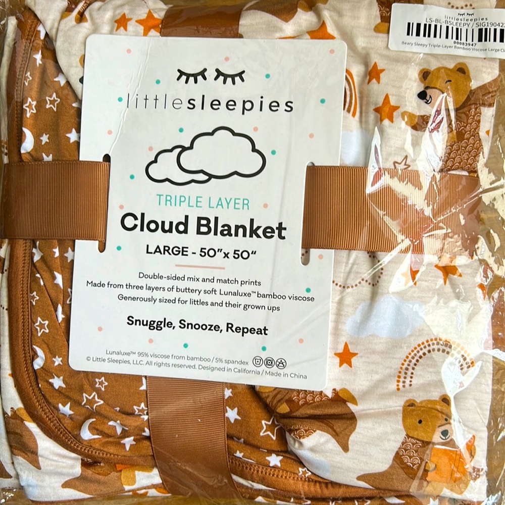 Little sleepies beary sleepy cloud blanket
